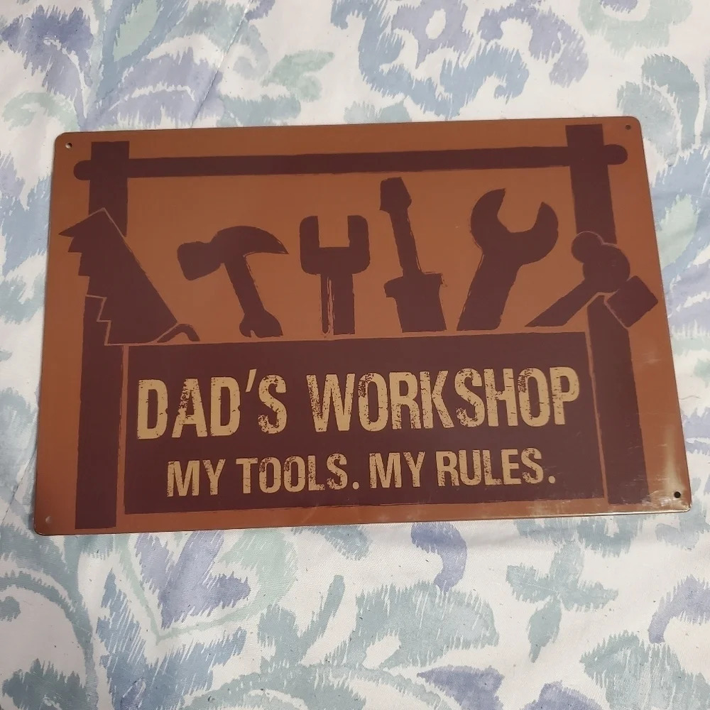 🔥 Dad's Workshop Metal Tin Sign Wall Mounted Garage Man Cave